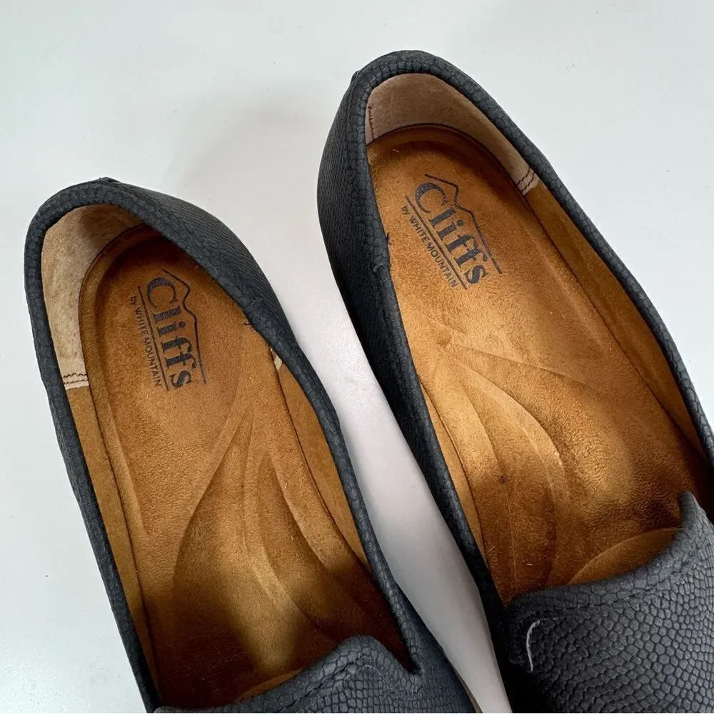 Cliffs Dallis Faux‎ Suede Loafer Shoe Snake Embossed Slip On Black 8.5